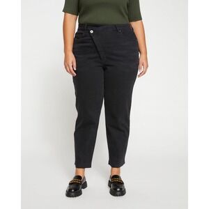 Universal Standard Jeans Womens 18 Black Katie High Rise Crossover Button Fly